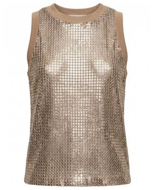 Peserico Embellished Crewneck Sleeveless Top - Brown