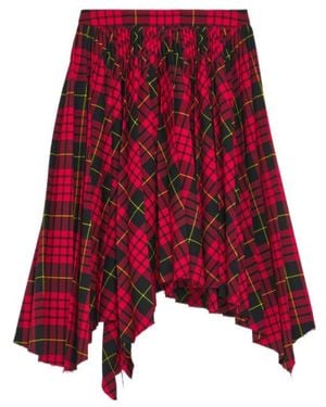 McQueen Pleated Asymmetric Skirt - Red