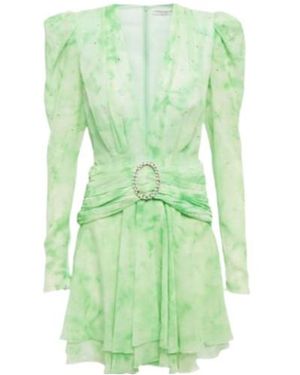 Alessandra Rich Belted Silk Minidress - Green