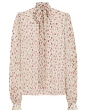 Dolce & Gabbana Small Rose-Print Chiffon Top - Pink