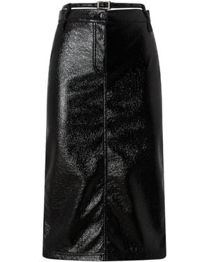 Pinko Slit Detailed Belted Midi Skirt - Black