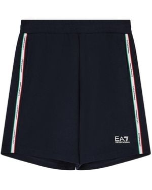 EA7 Logo Trim Sweat Shorts - Blue