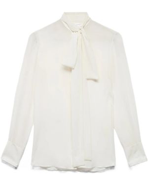 7 For All Mankind Long Sleeve Bow Shirt - White