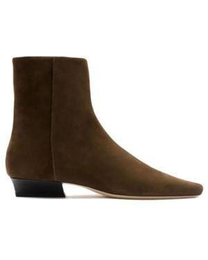 STAUD Zipped Block-Heel Ankle Boots - Brown