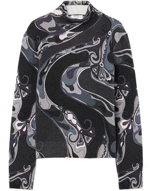 PUCCI Pucci Printed Turtleneck Knitwear - Black