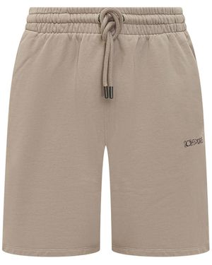 Off-White c/o Virgil Abloh Logo Printed Drawstring Shorts - Natural