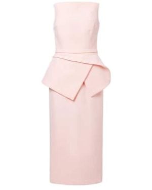 Safiyaa Belted Crêpe Midi Dress - Pink