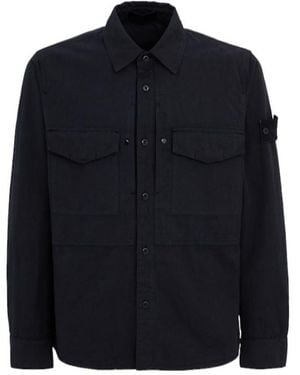 Stone Island Cotton And Linen Shirt - Blue
