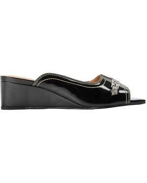 Ganni Open-Toe Wedge Mule Crafted - Black