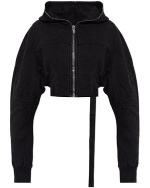 Rick Owens Cropped Zip-Up Hoodie - Black