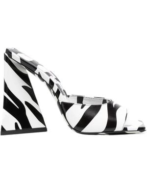 The Attico Devon Zebra Print 115Mm Mules - White