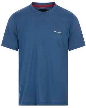 Kiton Logo Embroidered Crew-Neck T-Shirt - Blue