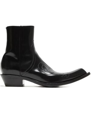 Acne Studios Pointed-Toe Western Ankle Boots - Black