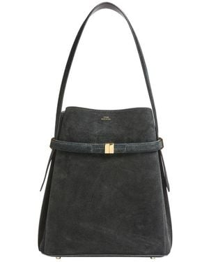 TOTEME Belted Suede Bucket Bag - Black