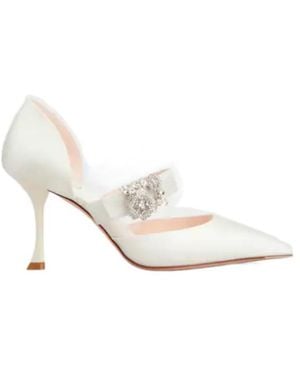 Roger Vivier Embellished Pointed Toe Court Shoes - White
