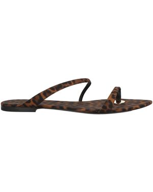 Saint Laurent Leopard Print Woven Flat Sandals - White