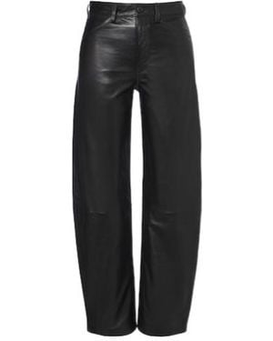 Nili Lotan Leather Barrel-Leg Trousers - Black