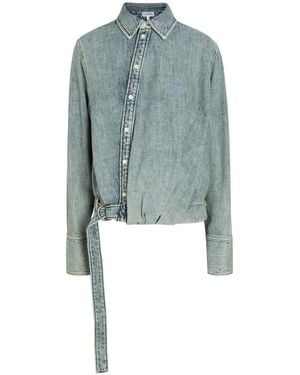 Loewe Draped Belted Denim Shirt - Blue