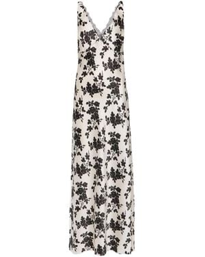 Veronica Beard Hamina Floral Silk Charmeuse Maxi Dress - White