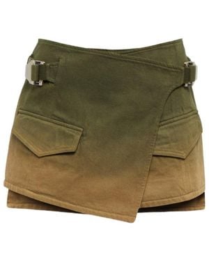 Dion Lee Wraparound Denim Mini Skirt - Green