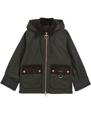 Barbour Hooded Cord Trim Waxed Jacket - Black