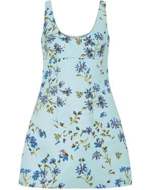 Emilia Wickstead Floral-Printed Twill Mini Dress - Blue