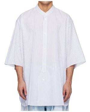 Hed Mayner Striped Short-Sleeved Shirt - White