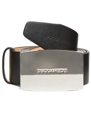 DSquared² Logo Engraved Buckle Belt - Black