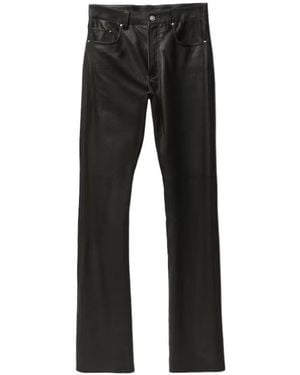 Versace Straight-Leg Leather Trousers - Black