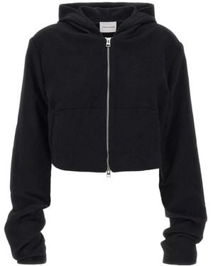 7 For All Mankind Cropped Zip Hooded Jacket - Black