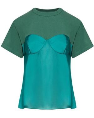 Sacai Panelled Jersey T-Shirt - Green