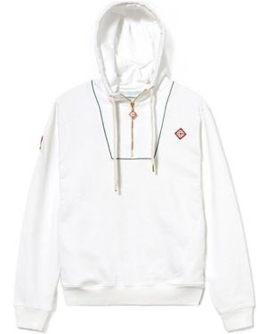 CASABLANCA Half-Zip Drawstring Hoodie - White