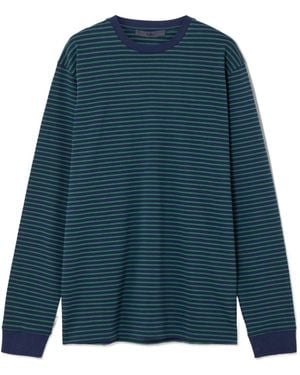 Tibi Striped Cotton-Jersey T-Shirt - Blue