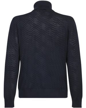 Missoni Turtleneck Chevron Jumper - Blue