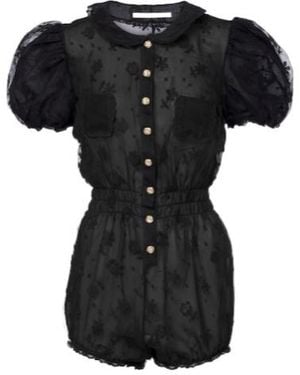 Alessandra Rich Lace Romper - Black