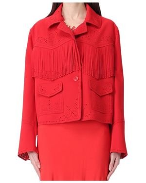 Ermanno Scervino Fringe Laser-Cut Jacket - Red