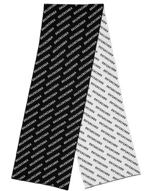 Balenciaga Letter Print Scarf - Black