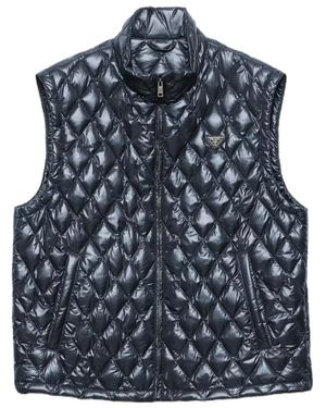 Prada Quilted Logo-Detail Gilet - Blue