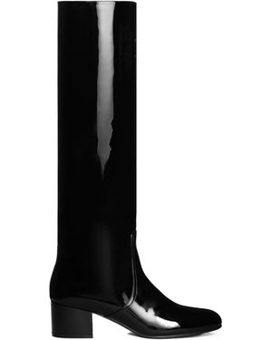 Celine Les Bottes Triomphe High Boot In Patent Calfskin - Black