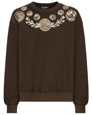 Dolce & Gabbana Printed Cotton Sweatshirt - Brown