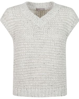 Herno Lurex Knit Resort Vest - White