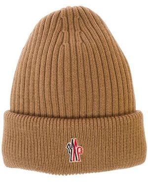 Moncler Grenoble Logo Embroidered Beanie - Brown