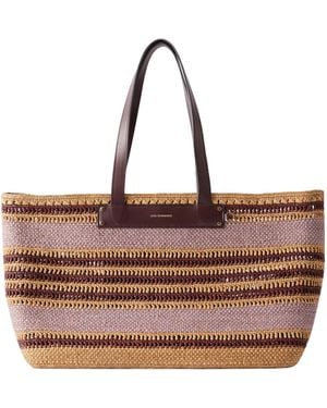 Anya Hindmarch Striped Raffia Tote - Brown