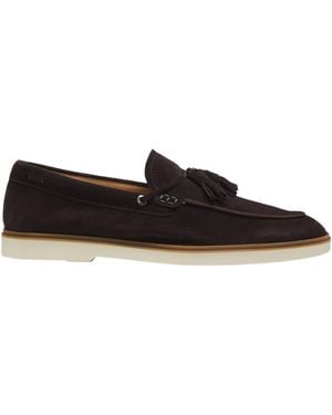 BOSS Tassel-Detail Suede Loafers - Black
