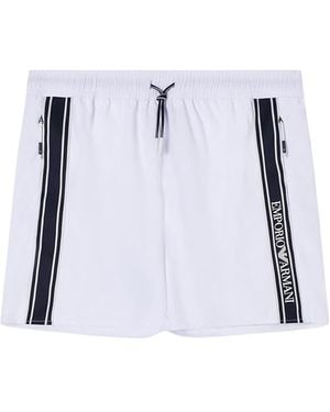 Emporio Armani Elastic-Waist Swim Trunks - Blue