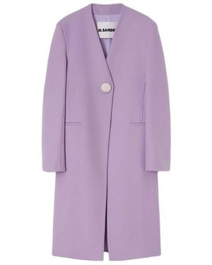 Jil Sander Long Sleeved Single Breasted Coat - Purple