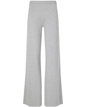 ÉTERNE Cotton And Cashmere-Blend Wide-Leg Trousers - Grey
