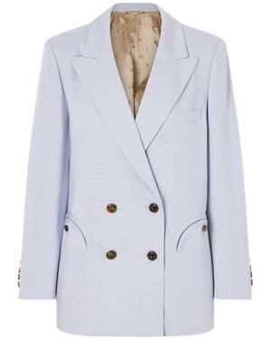 Blazé Milano Double-Breasted Woven Blazer - White