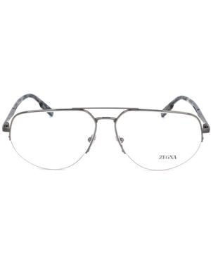 ZEGNA Double Bridge Aviator Frame Glasses - White