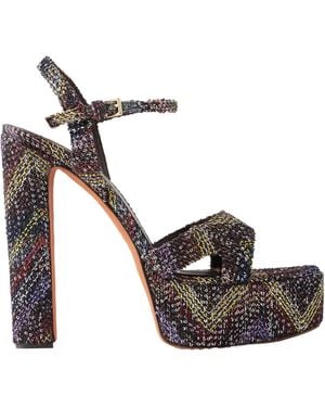 Missoni Angela Sequin-Embellished Striped Woven Platform Sandals - Brown